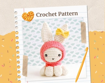 Cute Bunny Crochet Pattern - Instant Download - Cute Bunny - amigurumi plush doll CROCHET PATTERN ONLY