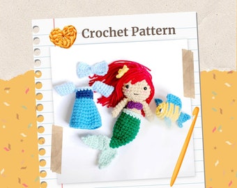 Ariel Crochet Pattern - Instant Download - Ariel Little Mermaid - amigurumi plush doll CROCHET PATTERN ONLY