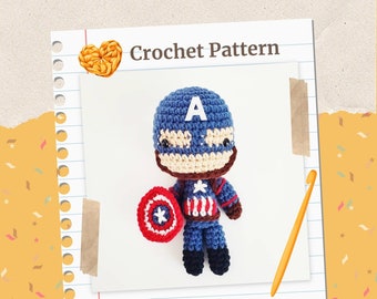 Captain America Crochet Pattern - Civil War - Inspired - Instant Download - Amigurumi Plush Doll CROCHET PATTERN ONLY