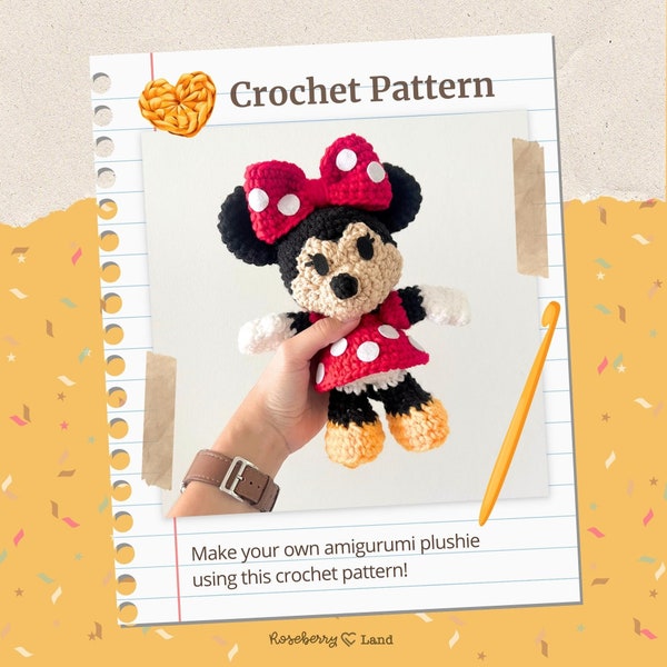 Minnie Mouse PDF Crochet Pattern - Instant Download - Amigurumi Plush Doll Digital Crochet PATTERN ONLY