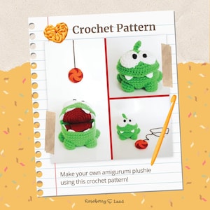 Om Nom haakpatroon - Instant Download - Om Nom, van Cut The Rope - Amigurumi Doll ALLEEN GEHAAKT PATROON
