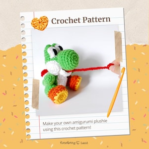 Yoshi Crochet Pattern - Instant Download - Yoshi from Woolly World - amigurumi CROCHET PATTERN - DIY