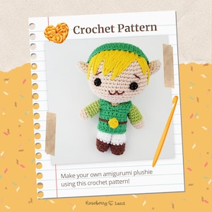 Link Crochet Pattern - The Legend of Zelda - Inspired - Instant Download - Amigurumi Plush Doll CROCHET PATTERN ONLY