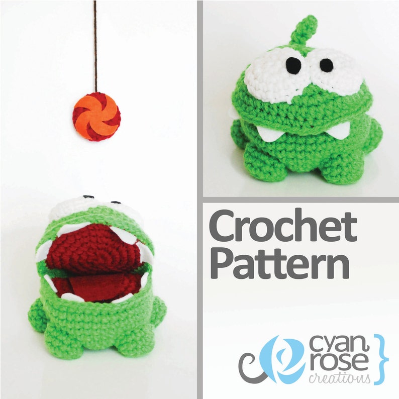 Om Nom Crochet Pattern Instant Download Om Nom, from Cut The Rope Amigurumi Doll CROCHET PATTERN ONLY image 2