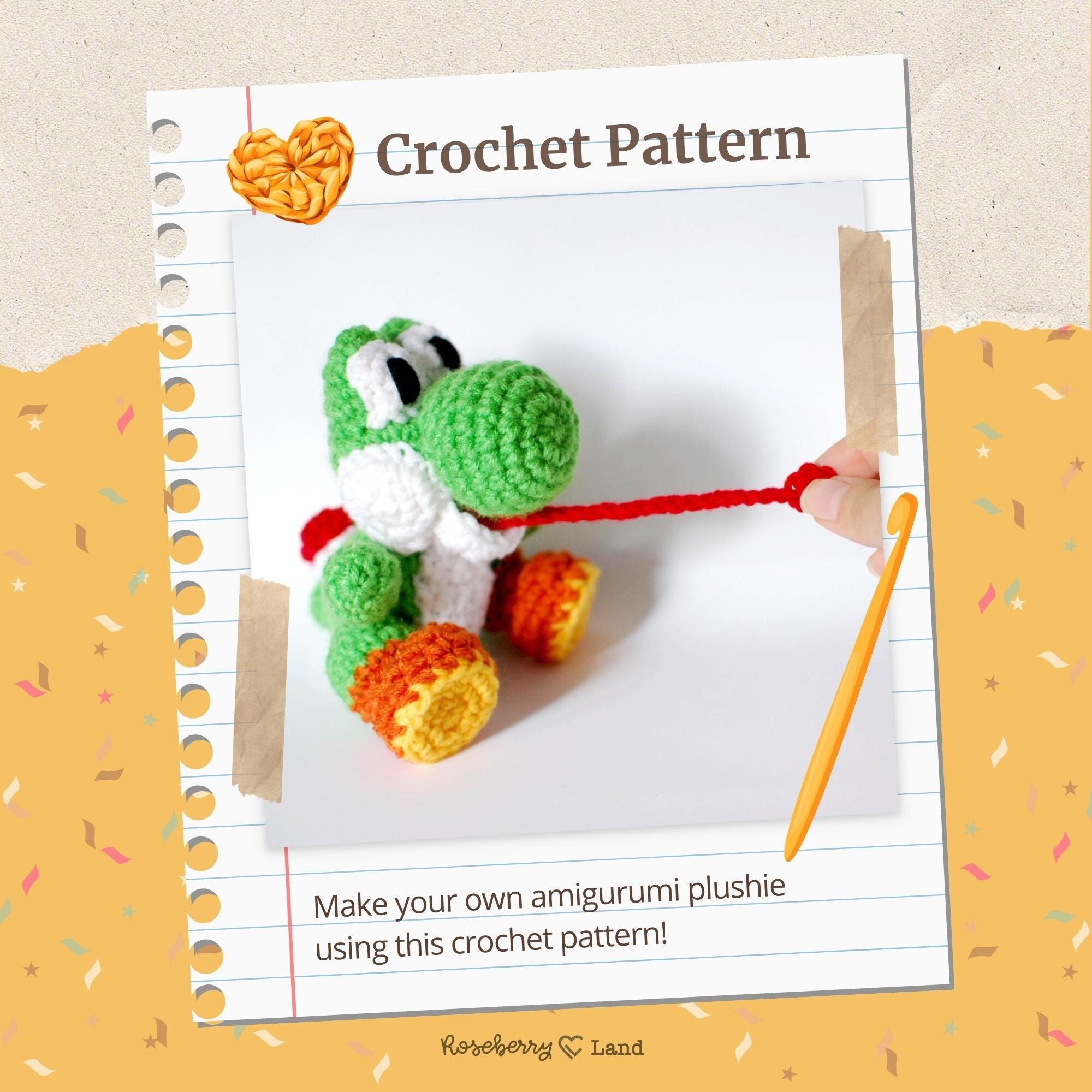 Yoshi Crochet Pattern - Instant Download - Yoshi From Woolly World