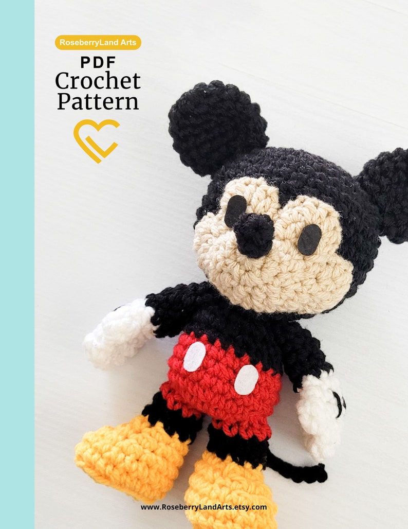 Mickey Mouse PDF Crochet Pattern Instant Download Amigurumi Plush Doll Digital Crochet PATTERN ONLY image 4