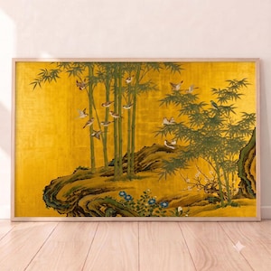 吉田博による日本のアートプリント「竹林」、木版画、ジクレー、版画