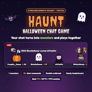 Halloween Twitch Chat Game Widget | Interactive Monster Overlay | Zombie Outbreak, Candy Leaderboard | StreamElements OBS 7TV