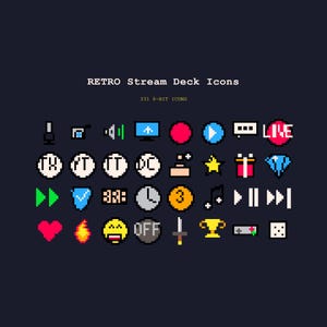 Retro 8-Bit Stream Deck Icons | 331 Pixel Art Assets for Elgato (Digital Download)