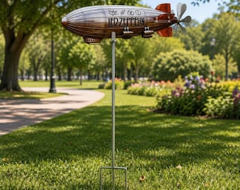 Girandola a vento in metallo a forma di dirigibile dei Led Zeppelin: decorazione da giardino per esterni.