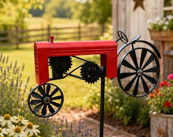 Molinillo de viento metálico con forma de vehículo Led Zeppelin: adorno de jardín para exteriores.