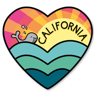 California Love Sticker- Beach Whale Decal- Beach Sticker-  California Art - california sticker - california love