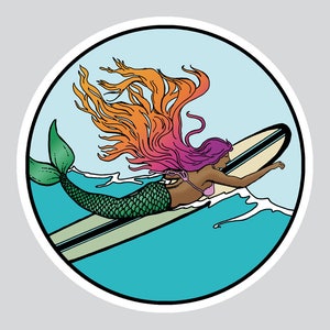 Mermaid Sticker Mermaid Decal surf Sticker surf Art FLorida sticker Florida love Florida santa cruz oahu image 6