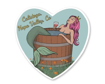 Napa Valley Mermaid Sticker- Calistoga Mermaid Decal- hot springs, hot tub- california sticker - california love-