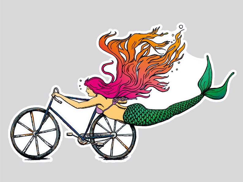 Mermaid Sticker Mermaid Decal Bike Sticker Bike Art Mermaid Vinyl