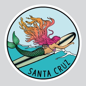 Mermaid Sticker Mermaid Decal surf Sticker surf Art FLorida sticker Florida love Florida santa cruz oahu image 2