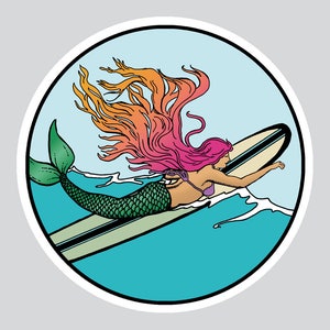 Mermaid Sticker Mermaid Decal surf Sticker surf Art FLorida sticker Florida love Florida santa cruz oahu image 7
