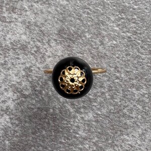 Black Onyx Statement Ring, Gold Filled Ring Size 9, Minimalist Black Gemstone Ring, Modern Everyday Jewelry