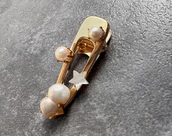 Baroque Pearl Hair Clip Gold Unique Statement Hair Accessory Star Detail Handmade Gift for Her