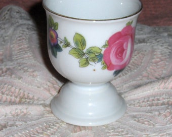 Vintage Phoenix Czechoslovakia Toothpick Holder Pink Rose Porcelain Egg Coddler Figurine