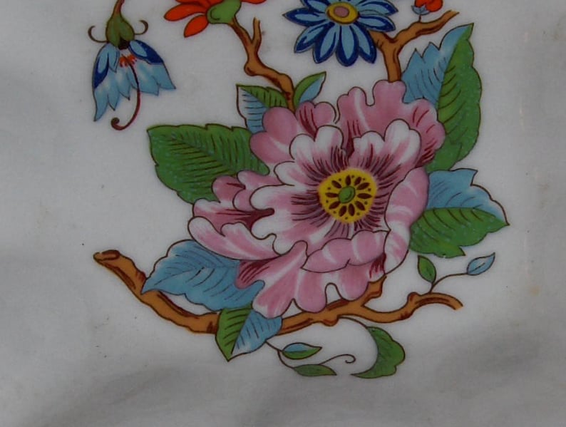 Vintage Aynsley England Pembroke Floral Fine Bone China Dish Pink Blue Flowered Decorative Plate image 3