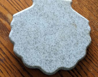 Vintage Babson & Co. Maine Small Corian Gray Tone Cutting Board Nautical Seashell Coaster Mini Chopping Block