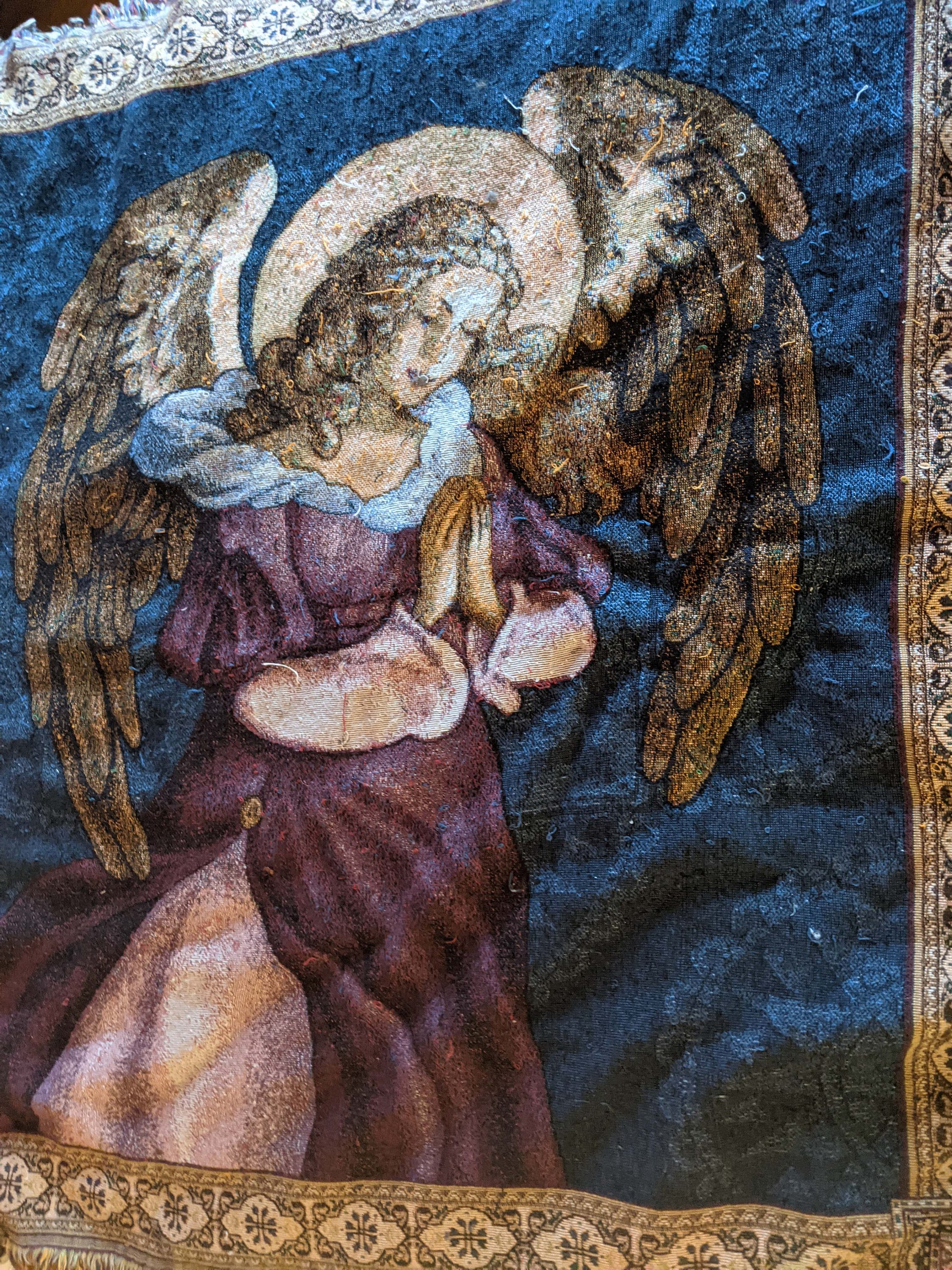 Vintage Angel Tapestry Blanket Christmas Afghan Throw American Weavers USA Angel Blanket Coverlet Comforter Etsy