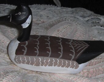 Vintage Hand Painted Duck Figurine Wooden Duck Carving Marked Ogunquit Maine July 1968 Nautical Duck Bird Goose