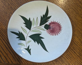Vintage Stangl Floral Thistle Trinket Plate Small Art Pottery Purple Thistle Flowers Dessert Dish