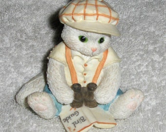 Vintage Kitty Bird Watcher Figurine Enesco Priscilla Hillman Cat Figurine Observant Bird Watcher Vintage Kitten BC17/366