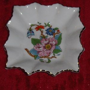 Vintage Aynsley England Pembroke Floral Fine Bone China Dish Pink Blue Flowered Decorative Plate