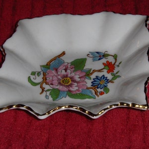 Vintage Aynsley England Pembroke Floral Fine Bone China Dish Pink Blue Flowered Decorative Plate image 2