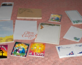 Vintage Lot Of Twelve Note Pads Stationary, Christian, Holidays, Seasonal Fly Fishing, Patriotic, Scratch Pads