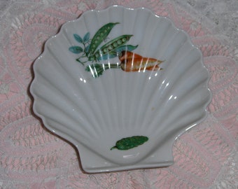 Vintage Porcelaine De France Nautical Seashell Plate P.F.C. Clam Shell Veggies Dish
