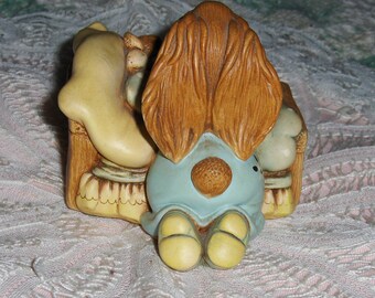 Vintage Pendelfin Victoria Bunny & Baby Bear Figurine Hand