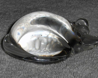 Vintage Hand Crafted Leaded Crystal Mouse Figurine Long Tailed Clear Glass Mouse