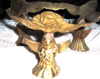 Vintage Angel Brass Candle Holder Metal Angel Plant Stand Angel Figurine Gold Toned Angel Place Holder