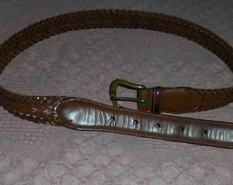Fossil tan women\'s leather braided belt Fossil Leather Light Tan Brown Braided Belt Size 90/36  main image 3