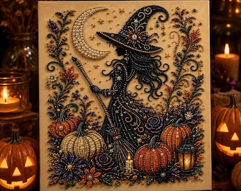 Halloween Pearl Art Kit, 3D Diamond Painting Craft, Fall Wall Decor , Suitable for adults, Handmade wall Decor (Beginner Friendly)