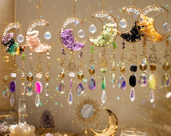 Moon Crystal Suncatcher Hanging Ornament,window hanging,room decor,Crystal Decor,Aesthetic Room Decor,Boho Gift for Her