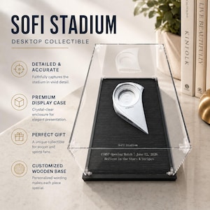 Personalized SoFi Stadium 3D Model with Clear Case, DIY Paintable Soccer Stadium Gift, FIFA World Cup 2026, Sports Fan Keepsake