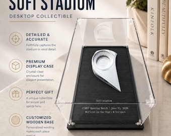 Personalisiertes SoFi Stadion 3D Modell mit klarem Gehäuse, DIY lackierbares Stadion Geschenk, Fußball WM 2026, Sport Fan Andenken