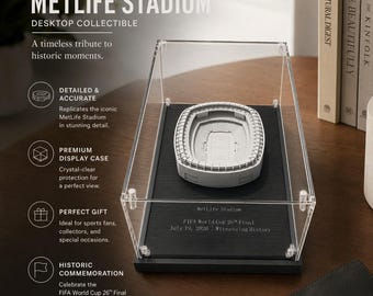 Personalisiertes MetLife Stadion Modell Kit, personalisiertes Fußball Stadion Geschenk, 3D Miniatur Display mit PMMA Box & Markern, Fussball WM 2026
