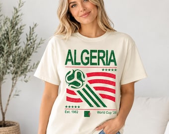 Algeria Soccer T-Shirt, Retro 90s Flag Algeria Team, World Cup 2026, Football Fan Gift