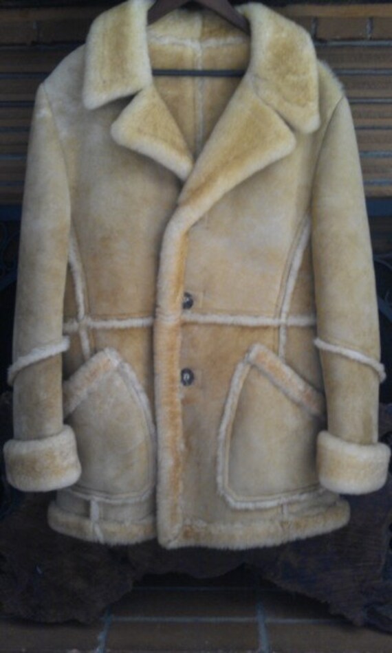 Items similar to 1970's Like New Vintage Sheepskin Men's Coat Sz 40 ...