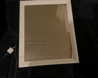 RV Bathroom Medicine Cabinet Mirror – Ornate White Frame –  Base is 15.5" x 19.5"
