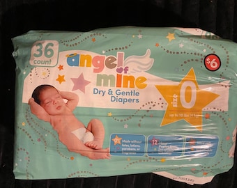 Angel of Mine Dry & Gentle Diapers - Size 0 (Newborn), 36 Count