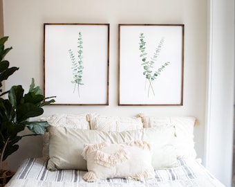 Eucalyptus Watercolor Print Set, Botanical Wall Art