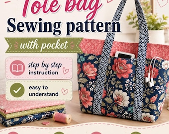 Quilted Tote Bag Sewing Pattern PDF | Beginner Friendly Shoulder Bag Pattern | DIY Quilted Handbag with Pockets | Digital Download Sewing