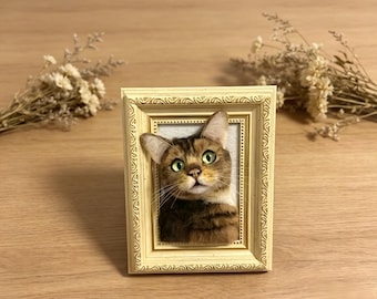 Custom Needle Felt Pet Portrait, 3D Wool Cat Dog Frame, Memorial Keepsake